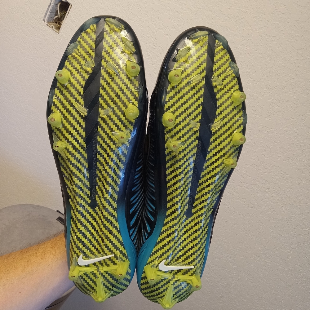 Nike Vapor Carbon 2 Men's 12 Cleats Jaguars Football 2014 Bkack Blue Green Jack - Picture 13 of 15
